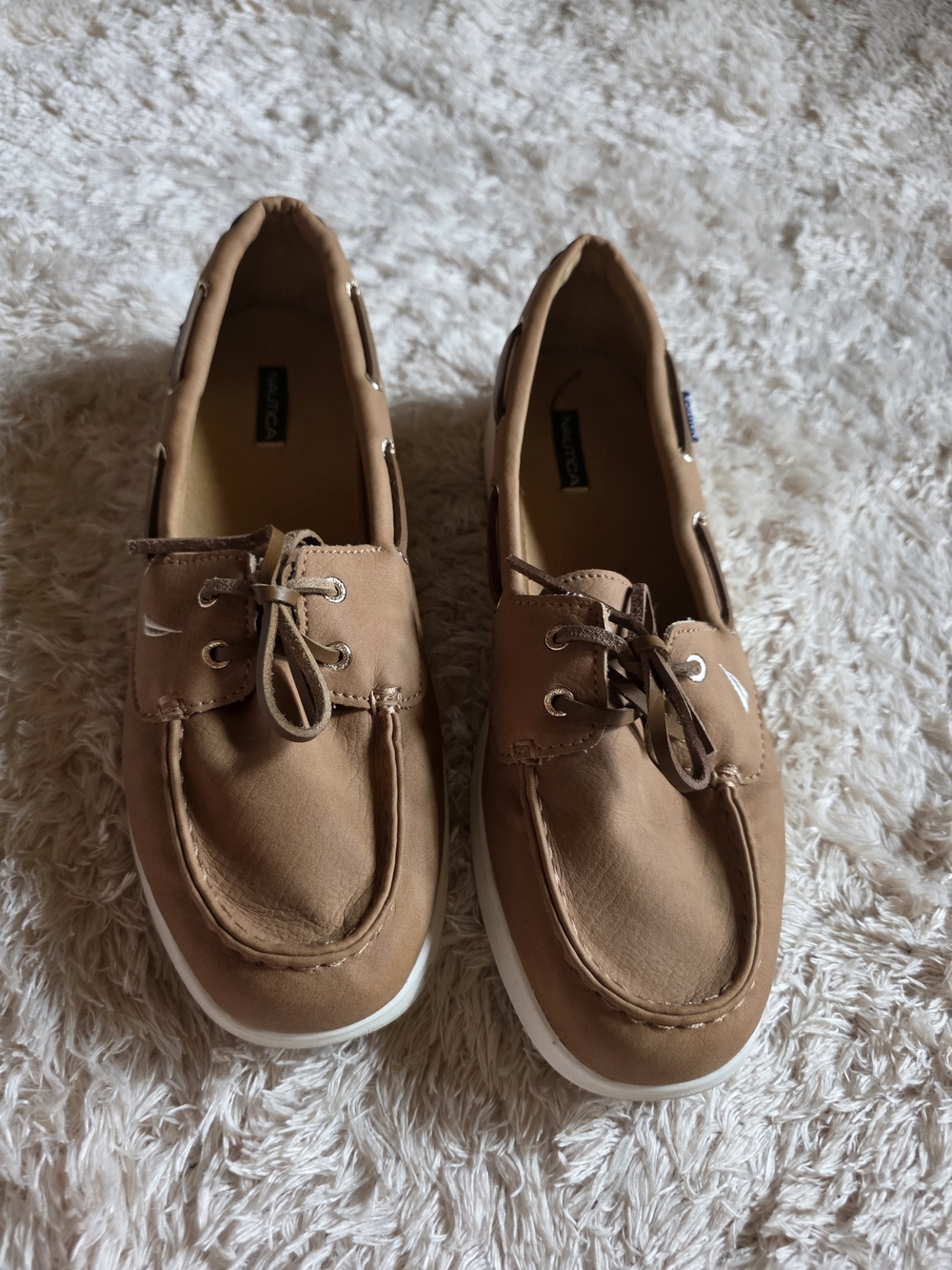 Nautica Women's Tan Deck Shoes - Lace-Up Casual Loafers